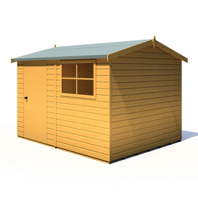 Shire Suffolk 10X8 Workshop Style D Apex Shed Single Door 19mm Loglap from B&Q