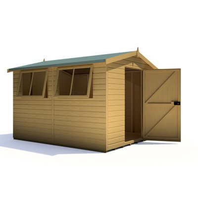 Shire Atlas Workshop Apex Shed Workshop 10X8 Single Door 19mm Loglap from B&Q