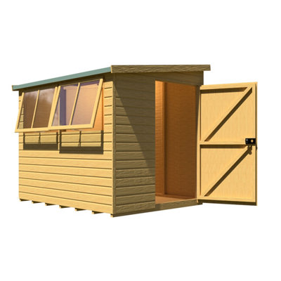Shire Norfolk Workshop Pent Shed 8X6 Double Door 19mm Loglap Style B from B&Q