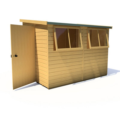 Shire Norfolk Workshop Pent Shed 9X6 Double Door 19mm Loglap Style A from B&Q