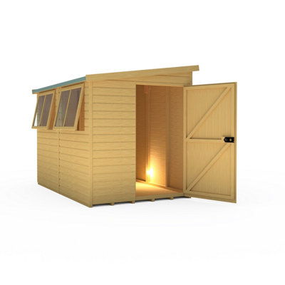 Shire Norfolk Workshop Pent Shed 9X6 Double Door 19mm Loglap Style B from B&Q