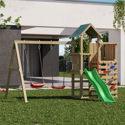 Shire Chester Climbing Frame With Double Swings Silde And Step Ladder from B&Q