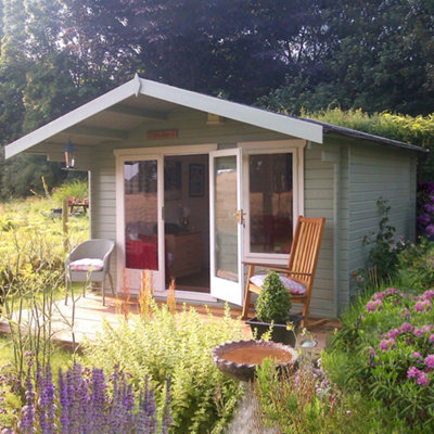 Shire Glenmore 10X8 28mm Log Cabin Summer House from B&Q
