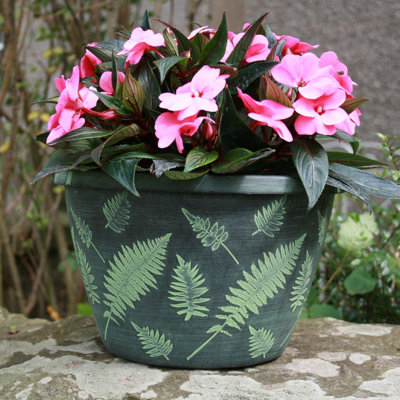  - Anglo Eastern Trading Co 28Cm Fern Planter Black Green Wash Planter Pot