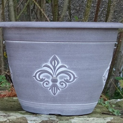  - Anglo Eastern Trading Co 33Cm Fleur De Lys Aged Black Planter Pot