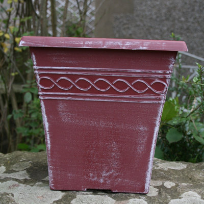  - Anglo Eastern Trading Co 25Cm Infinity Square Terracotta White Planter Pot