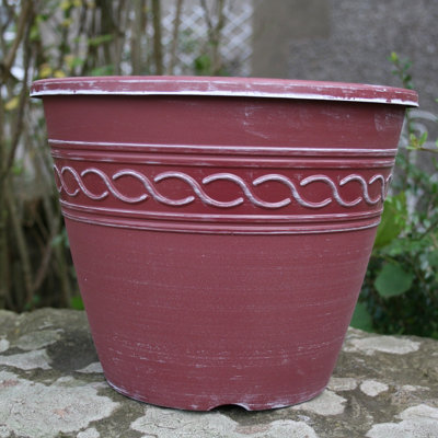  - Anglo Eastern Trading Co 28Cm Infinity Round Terracotta White Planter Pot