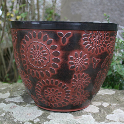  - Anglo Eastern Trading Co 36Cm Chengdu Patio Pot Black Terracotta Planter Pot