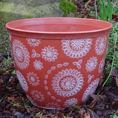  - Anglo Eastern Trading Co 36Cm Chengdu Patio Pot Terracotta White Planter Pot
