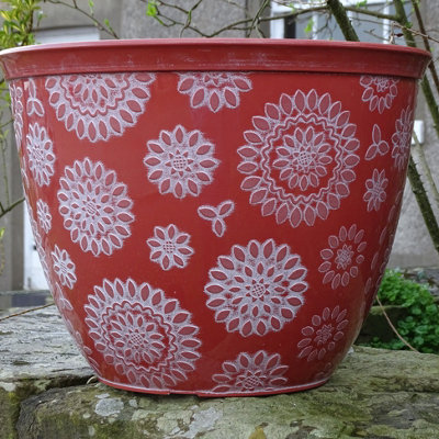  - Anglo Eastern Trading Co 40Cm Chengdu Terracotta White Brush Glazed Planter Pot