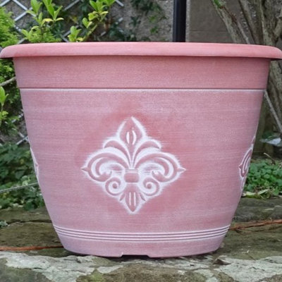  - Anglo Eastern Trading Co 30Cm Fleur De Lys Planter Terracotta/white Planter Pot