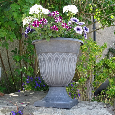 - Anglo Eastern Trading Co 33Cm Tampa Urn Black Grey Wash Planter Pot
