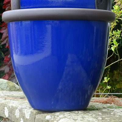  - Anglo Eastern Trading Co 40Cm Belair Planter Diamond Blue Planter Pot