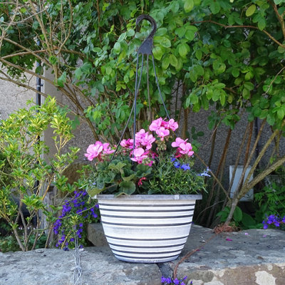  - Anglo Eastern Trading Co 30Cm Olympia Basket Black With White Planter Pot