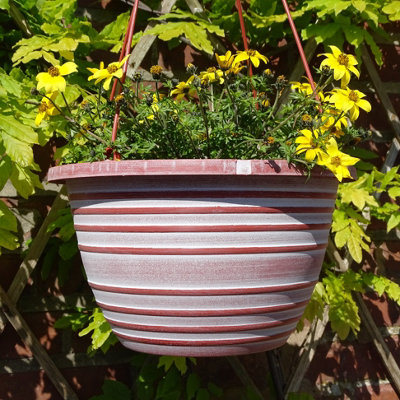  - Anglo Eastern Trading Co 30Cm Olympia Basket Terracotta With White Planter Pot