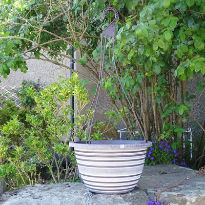  - Anglo Eastern Trading Co 30Cm  Olympia Basket Chocolate With White Planter Pot