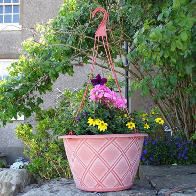  - Anglo Eastern Trading Co 36Cm Lattice Basket Terracotta White Planter Pot