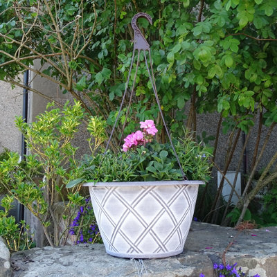  - Anglo Eastern Trading Co 36Cm Lattice Basket Chocolate White Planter Pot