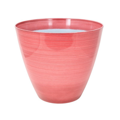  - Pot Savannah Planter Round Plastic Pink Gloss Flower Plant Garden Patio 25Cm