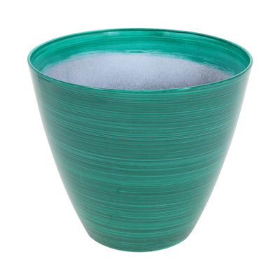  - 25Cm Pot Savannah Planter Forest Green Gloss Round Plastic Plant Flower Garden