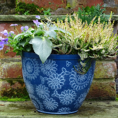  - Anglo Eastern Trading Co 30Cm Chengdu Recycled Blue/white Planter Pot