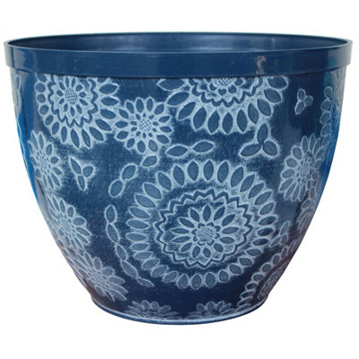  - Anglo Eastern Trading Co 40Cm Chengdu Recycled Blue White Wash Glazed Planter Pot