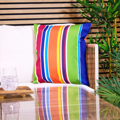 Icon Indoor And Outdoor Striped Waterproof Filled Cushion Technicolour from B&Q