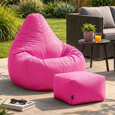 Icon Dalton Adults High Back  Indoor Outdoor Bean Bag Chair & Footstool Pouffe Pink from B&Q