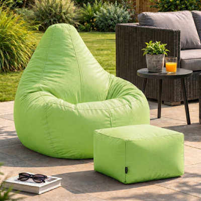Icon Dalton Adults High Back  Indoor Outdoor Bean Bag Chair & Footstool Pouffe Lime from B&Q