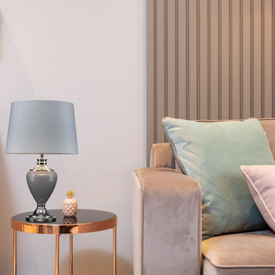 Lighting Supermarket Hepburn Large Ceramic Table Lamp Grey Silver Shade Modery Grey Silver 58Cm from B&Q