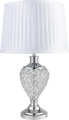 Lighting Supermarket Hepburn Large Crystal Glass Table Lamp With Matching Ivory Pleat ShadeSilver 58Cm from B&Q