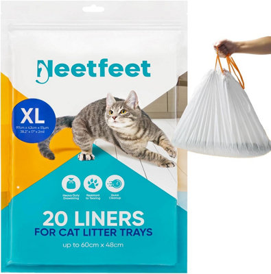 B&Q -  20X Extra Large Cat Litter Tray Liners With Drawstrings 97 X 43Cm