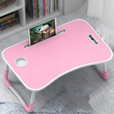 Vivo Folding Laptop Bed Table Cup Holder Lap Standing Desk Tray Breakfast PortablePink from B&Q