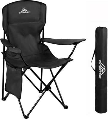 Vivo Foldable Fishing Camping Chair With Cooler Bag And Cup Holder 120Kg CapacityBlack from B&Q