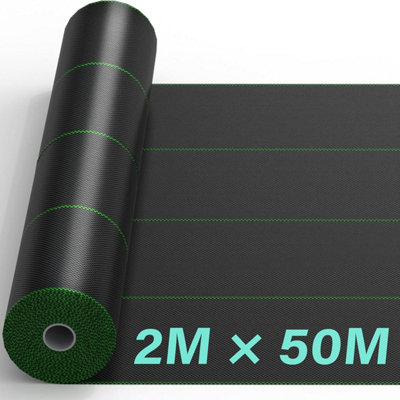 2 Mx 50 M Heavy Duty Weed Control Membrane Garden Barrier Fabric For Landscaping Driveway Gravel Artificial Grass Lawn Underlay from B&Q
