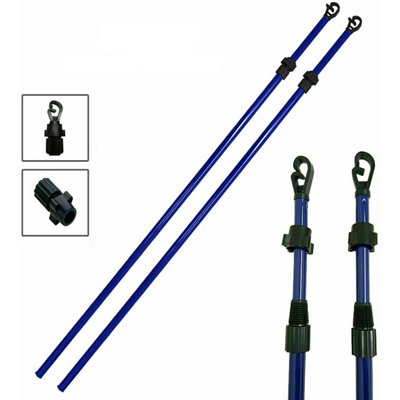 Vivo 2 Pieces Telescopic Washing Line Prop Pole Clothesline Dry Clothes Drying Airer Support 2.4M from B&Q