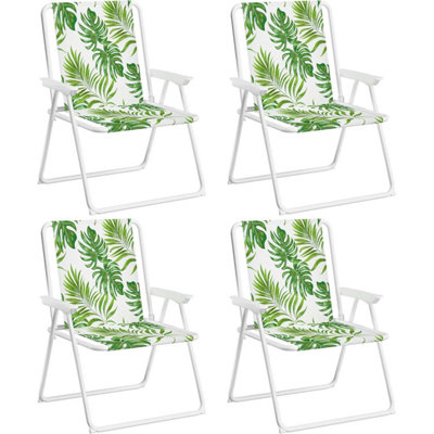Vivo Folding Beach Deck Chair With Armrests Portable Camping Garden PicnicMonstera (4 Chairs) from B&Q