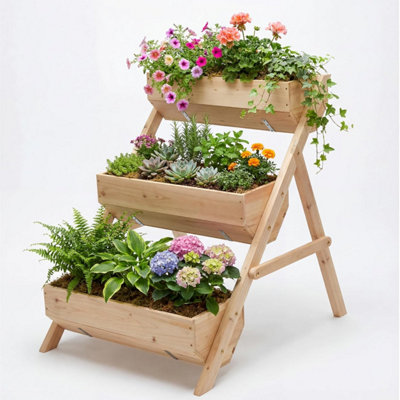 Vivo Technologies 3-Tier Raised Garden Bed Large Wooden Elevated Planter Box Plant Stand Flowers from B&Q
