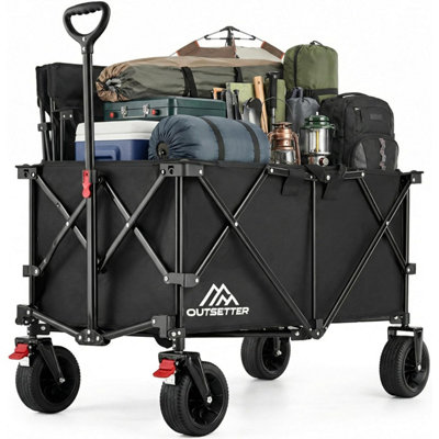 Vivo 200 Litres Heavy Duty Folding Hand Cart Garden Wagon Trolley Festival Camping Beach Picnic