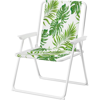 Vivo 2 Pack Folding Beach Deck Chair With Armrests Portable Camping Garden PicnicMonstera from B&Q