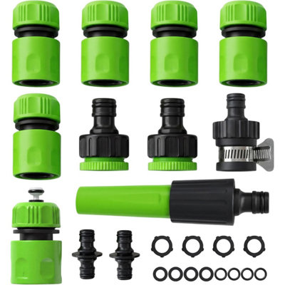 B&Q -  Garden Hose Connector Set Nozzle Hose Pipe End Quick Male Connector Waterstop