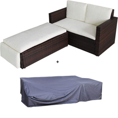 Evre Brown Lovebed 2 Seat Rattan Garden Furniture Patio Outdoor Sofa Set With CoverInc Weekend Delivery from B&Q