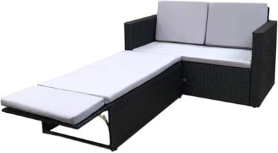 Evre 2 Seat Rattan Garden Love Bed Furniture Set Black For Patio ConservatoryInc Weekend Delivery from B&Q