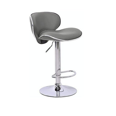 Evre Grey Bar Stool Faux Leather Adjustable Height With Swivel Seat For Pub Kitchen Reception from B&Q