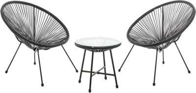 Evre 2 Seat Black Goa Acapulco Styled Garden Furniture SetBistro Patio Indoor Outdoor Balcony  TerraceInc Weekend Delivery from B&Q