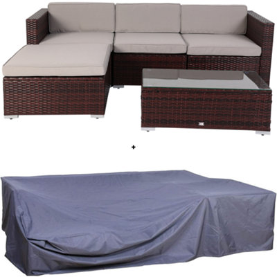 Evre Rattan Outdoor Garden Furniture California Sofa Set With Coffee Table With A Weatherproof CoverInc Weekend Delivery from B&Q