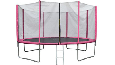 Evre 12 Ft Pink Outdoor Trampoline With Safety Net Padded Poles And Ladder from B&Q