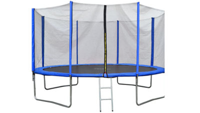 Evre 12 Ft Blue Outdoor Trampoline With Safety Net Padded Poles And Ladder from B&Q