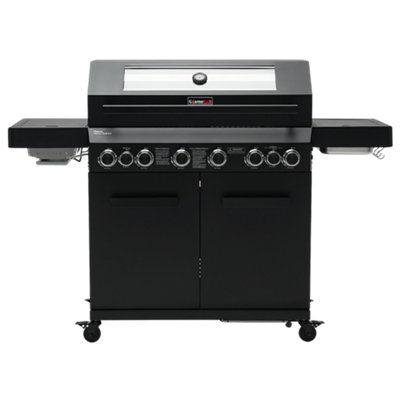 B&Q -  8 Burner Platinum Yamara Dark 6+2 Gas BbqViewing Glass4 Main Burners