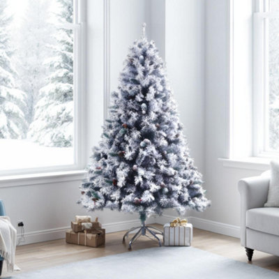 Evre Snowy Spruce Artificial Christmas Tree Pine Cone Berries 5Ft 150Cm 450 Tips4/5/6/7/8 Ft Available from B&Q